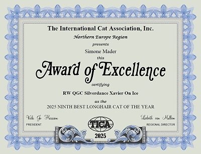 TICA Double RW, QGC/EC Silverdance Xavier On Ice